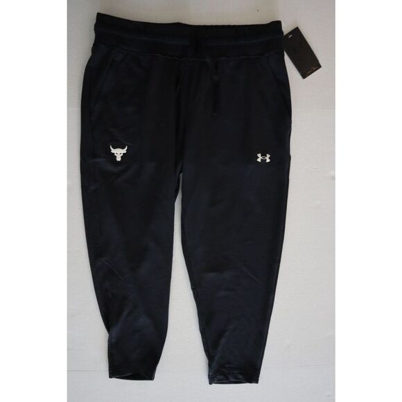 Under Armour 1361060 001 Women's Sz L Black Project Rock Terry Cropped Pants - Picture 1 of 7
